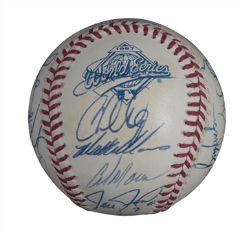 1997 American League Champion Cleveland Indians Team Signed World Series Selig Baseball With 24 Signatures Including Thome & Ramirez (JSA)